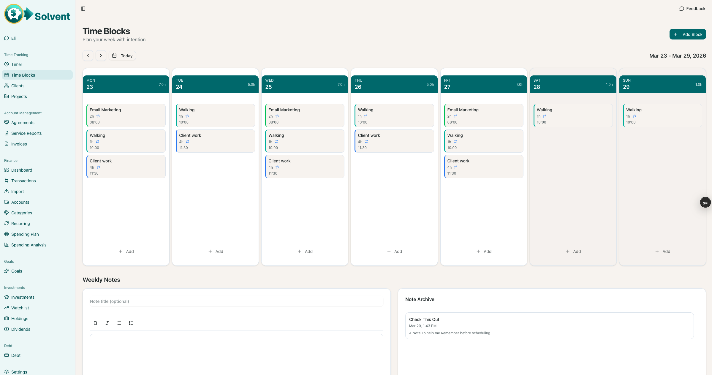 Solvent spending plan — monthly budget tracking with category breakdowns and spending allocation